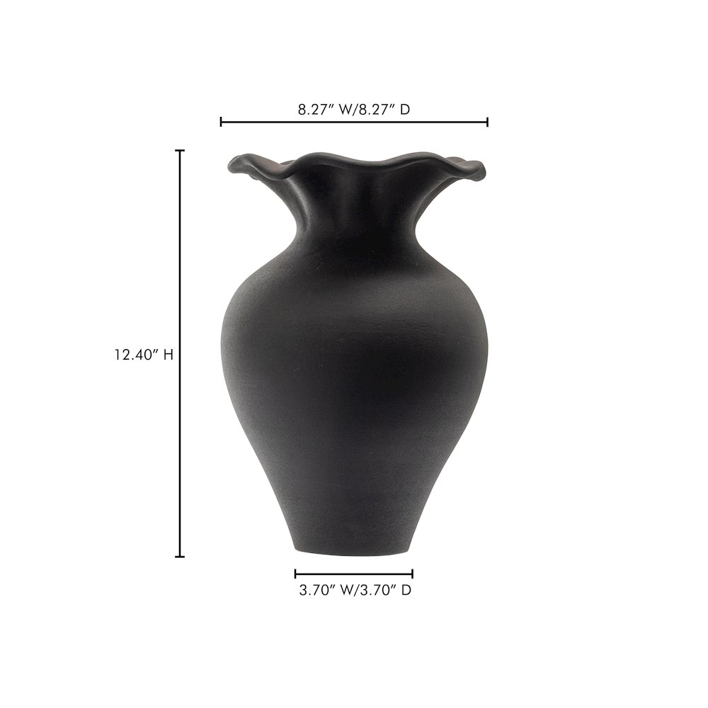 Ruffle 12 Inch Decorative Vessel Black