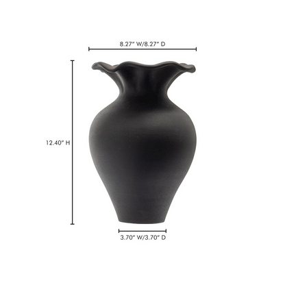 Ruffle 12 Inch Decorative Vessel Black