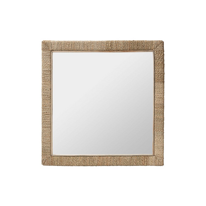 Geralyn Japandi Natural Seagrass Square Wall Mirror