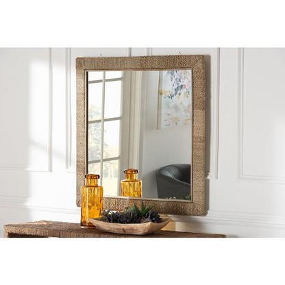 Geralyn Japandi Natural Seagrass Square Wall Mirror