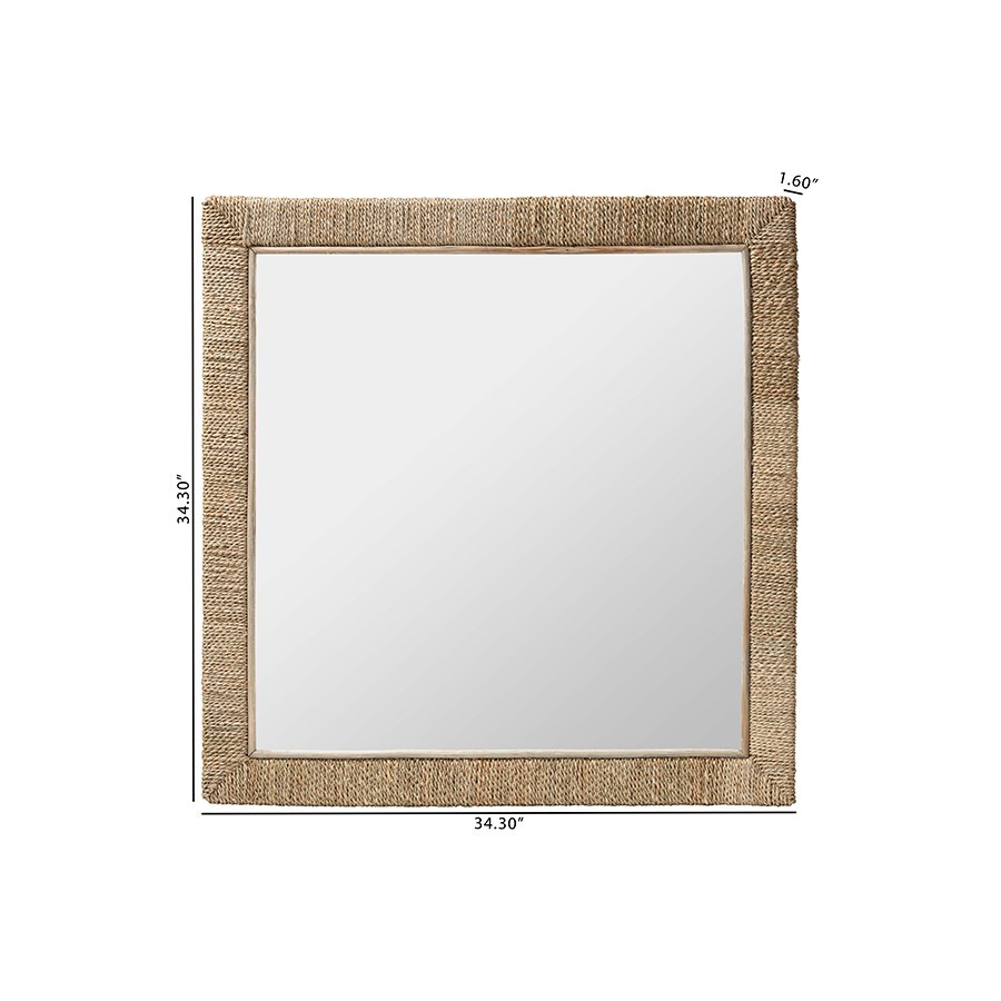 Geralyn Japandi Natural Seagrass Square Wall Mirror