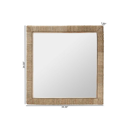 Geralyn Japandi Natural Seagrass Square Wall Mirror