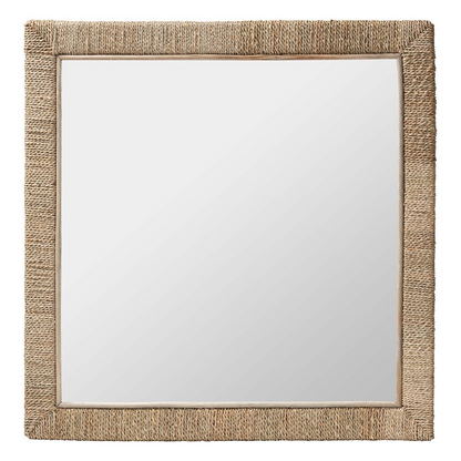 Geralyn Japandi Natural Seagrass Square Wall Mirror