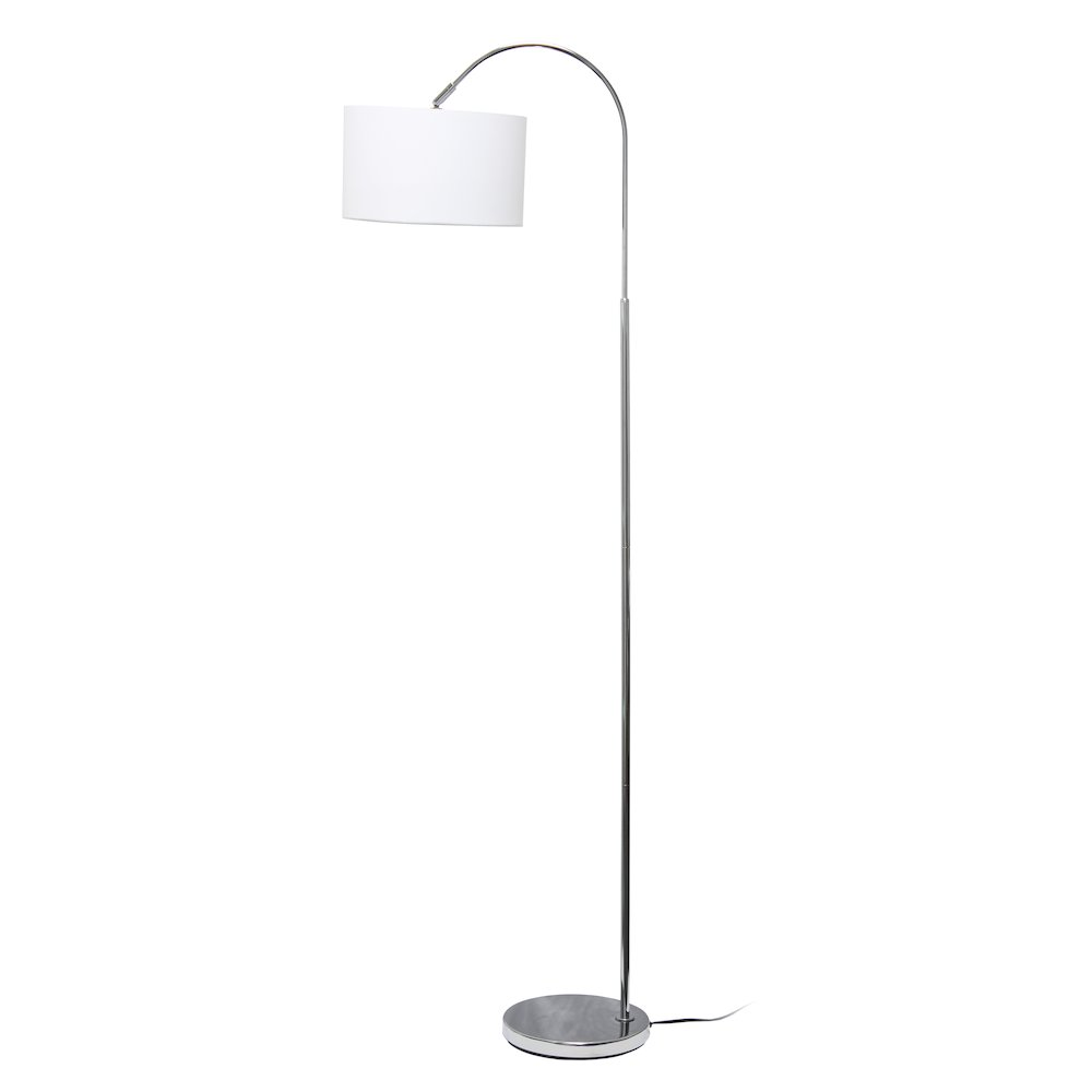 Simple Designs 66" Modern Brushed Nickel Arched Floor Lamp with White Shade