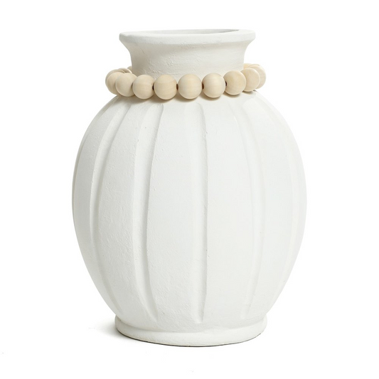 Modern White MgO 15-Inch Tall Round Vase