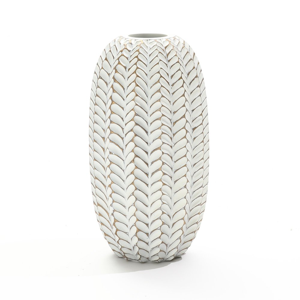 Modern Geometric Pattern Polyresin 13.5-Inch Tall Cylinder Vase