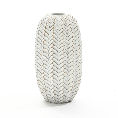 Modern Geometric Pattern Polyresin 13.5-Inch Tall Cylinder Vase