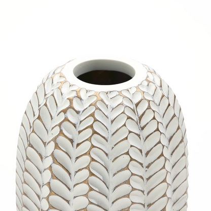 Modern Geometric Pattern Polyresin 13.5-Inch Tall Cylinder Vase