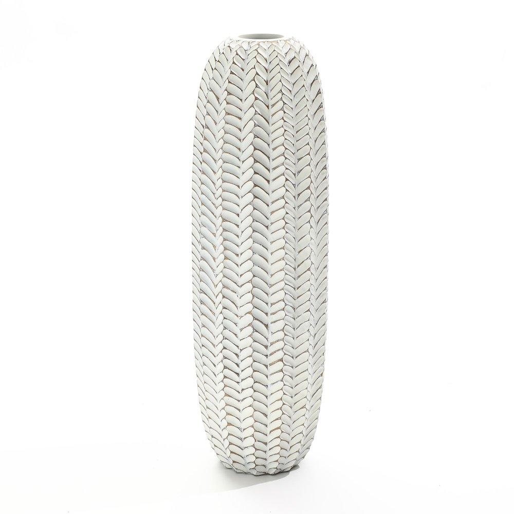 Modern Geometric Pattern Polyresin 25-Inch Tall Cylinder Vase