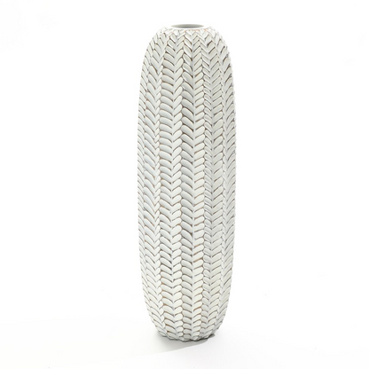 Modern Geometric Pattern Polyresin 25-Inch Tall Cylinder Vase