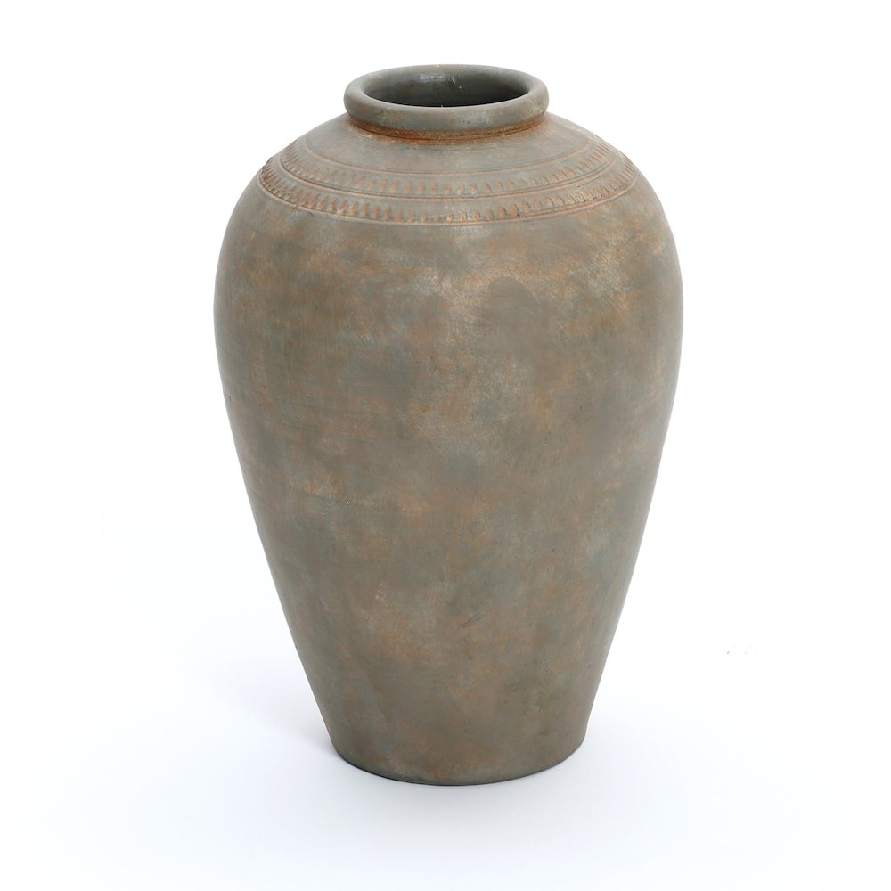 Rustic Brown Terracotta 14.6-Inch Tall Urn Vase