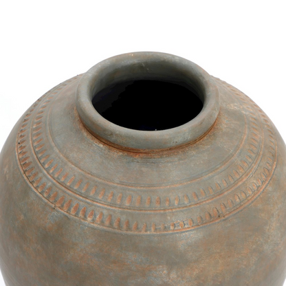 Rustic Brown Terracotta 14.6-Inch Tall Urn Vase