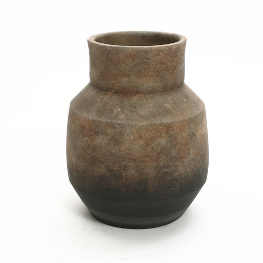 Brown Ombre Terracotta 9.6-Inch Round Vase