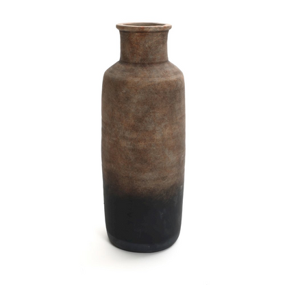 Brown Ombre Terracotta Narrow 18.7-Inch Tall Vase