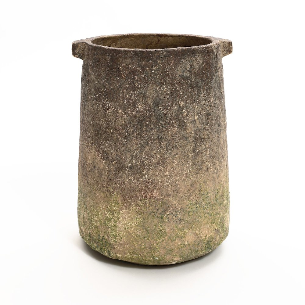 Rustic Ginger Root Brown Cement 11-Inch Tall Indoor and Outdoor Cylinder Vase