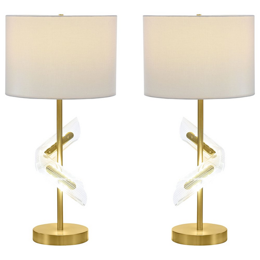 Kingsley 30-inch Drum Shade Table Lamp Gold (Set of 2)