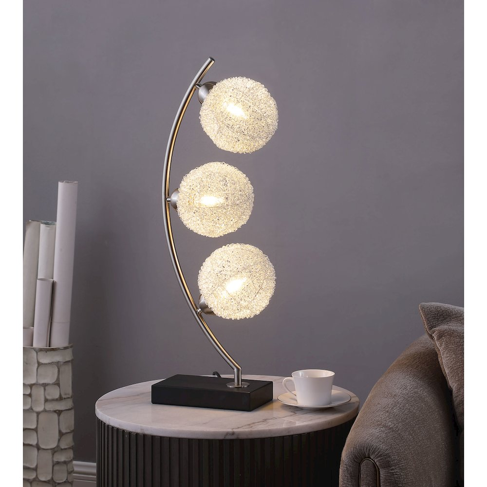 Claudia 30-inch Woven Spherical Metal Table Lamp Black