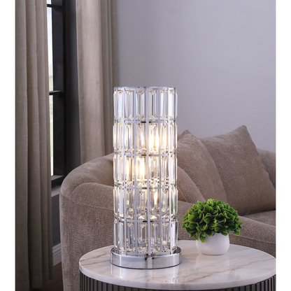 Wanda 20-inch Crystal Shade Bedside Table Lamp Silver