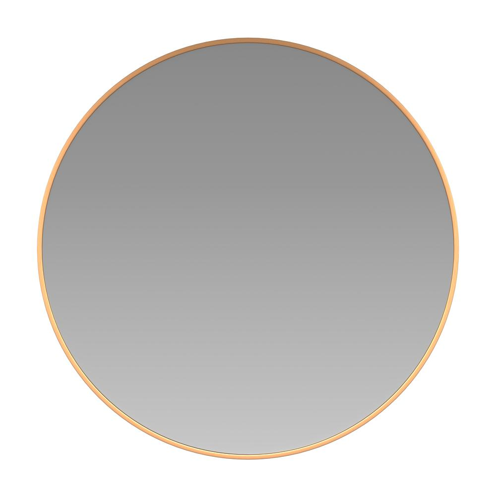 30" Round Gold Metal Framed Wall Mirror