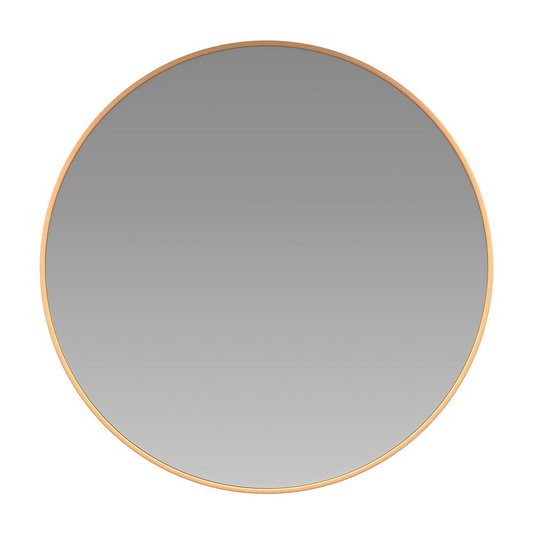 30" Round Gold Metal Framed Wall Mirror