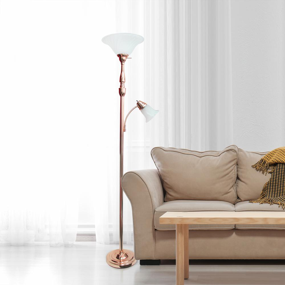 Lalia Home Torchiere Floor Lamp with Reading Light