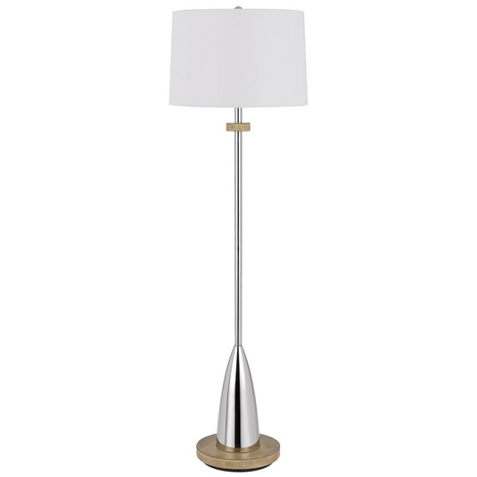 150W 3 Way Lockport Metal Floor Lamp With Rubber Wood Base