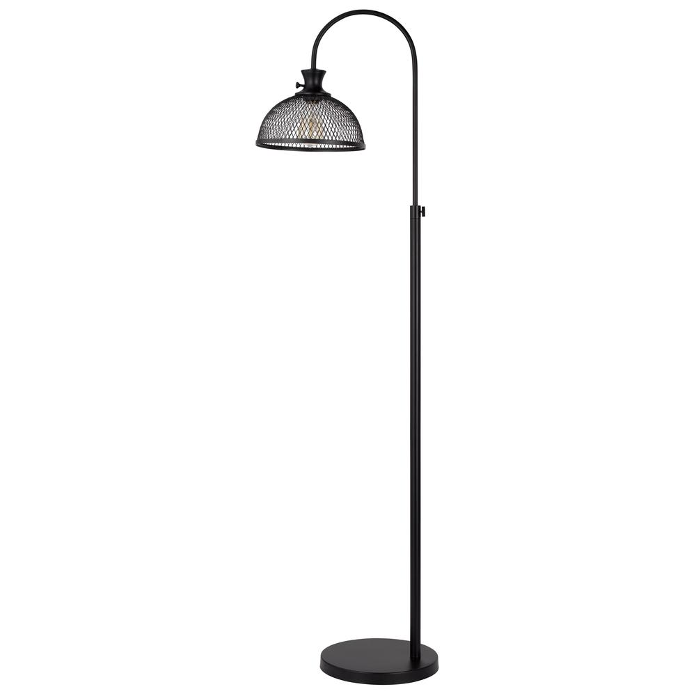 60W Lewiston Metal Downbridge Adjustable Floor Lamp With Mesh Shade